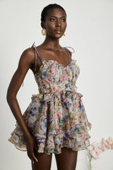 Juliette floral print pleated mini dress - Threadford