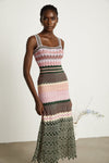 Daphné contrast-color knitted midi dress - Threadford