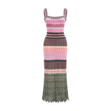 Daphné contrast-color knitted midi dress - Threadford