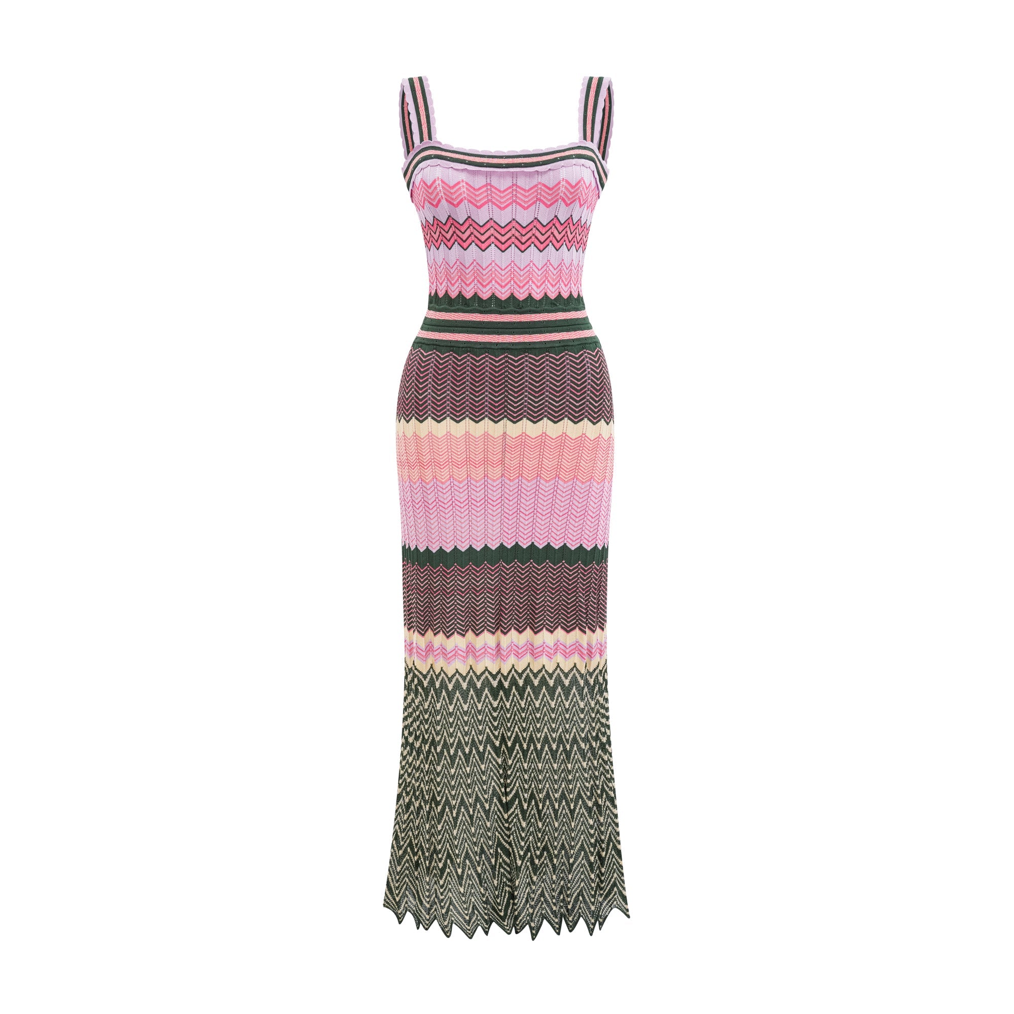 Daphné contrast-color knitted midi dress - Threadford