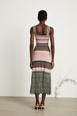 Daphné contrast-color knitted midi dress - Threadford