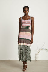 Daphné contrast-color knitted midi dress - Threadford