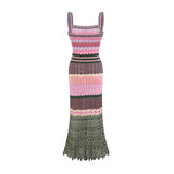 Daphné contrast-color knitted midi dress - Threadford