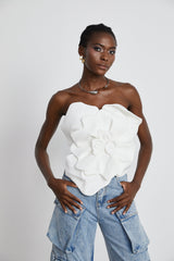 Pénélope White Floral Off-Shoulder Top - Threadford