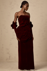 Azura Red Floral Appliqué Maxi Dress - Threadford