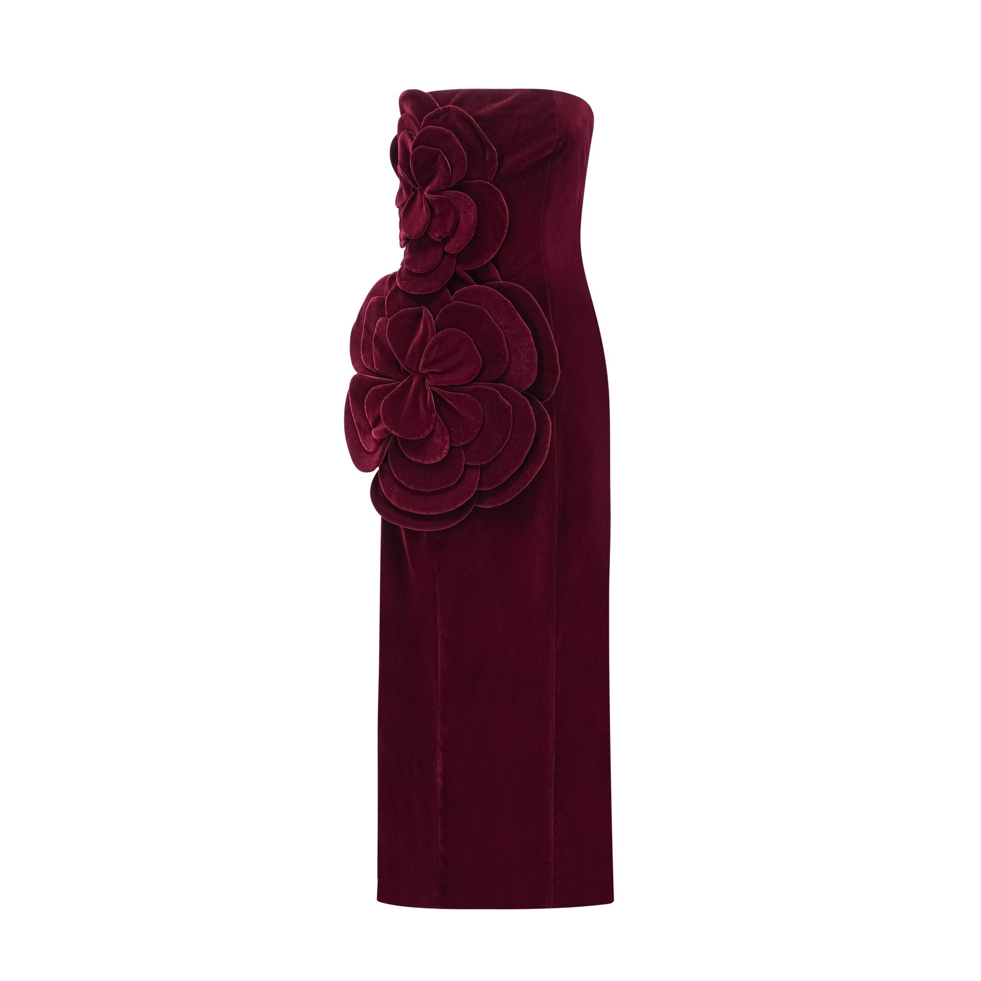 Azura Red Floral Appliqué Maxi Dress - Threadford