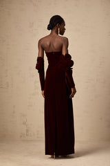 Azura Red Floral Appliqué Maxi Dress - Threadford