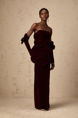 Azura Red Floral Appliqué Maxi Dress - Threadford