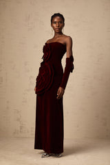 Azura Red Floral Appliqué Maxi Dress - Threadford