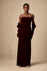 Azura Red Floral Appliqué Maxi Dress - Threadford