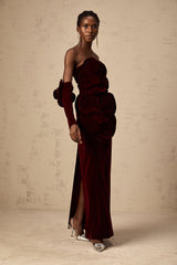 Azura Red Floral Appliqué Maxi Dress - Threadford