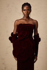 Azura Red Floral Appliqué Maxi Dress - Threadford