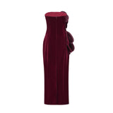 Azura Red Floral Appliqué Maxi Dress - Threadford