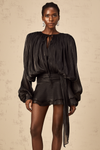 Eugénie Black Fully Pleated Ruffled Mini Dress - Threadford