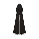 Inés halterneck layered long dress - Threadford