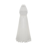 Inés halterneck layered long dress - Threadford
