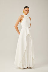 Inés halterneck layered long dress - Threadford