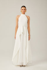 Inés halterneck layered long dress - Threadford
