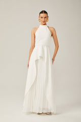Inés halterneck layered long dress - Threadford