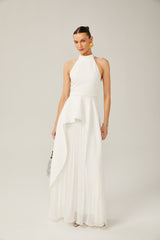 Inés halterneck layered long dress - Threadford