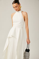 Inés halterneck layered long dress - Threadford