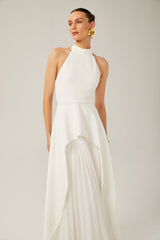 Inés halterneck layered long dress - Threadford