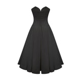 Katherine Black Off-Shoulder Corset Midi Dress - Threadford