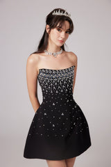 Melisande black embellished mini dress - Threadford