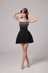 Melisande black embellished mini dress - Threadford
