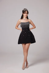 Melisande black embellished mini dress - Threadford