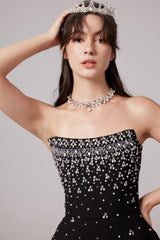 Melisande black embellished mini dress - Threadford