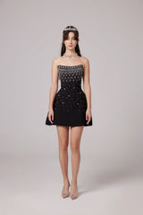Melisande black embellished mini dress - Threadford