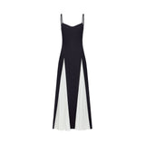 Sofie contrast-color pleated maxi dress - Threadford