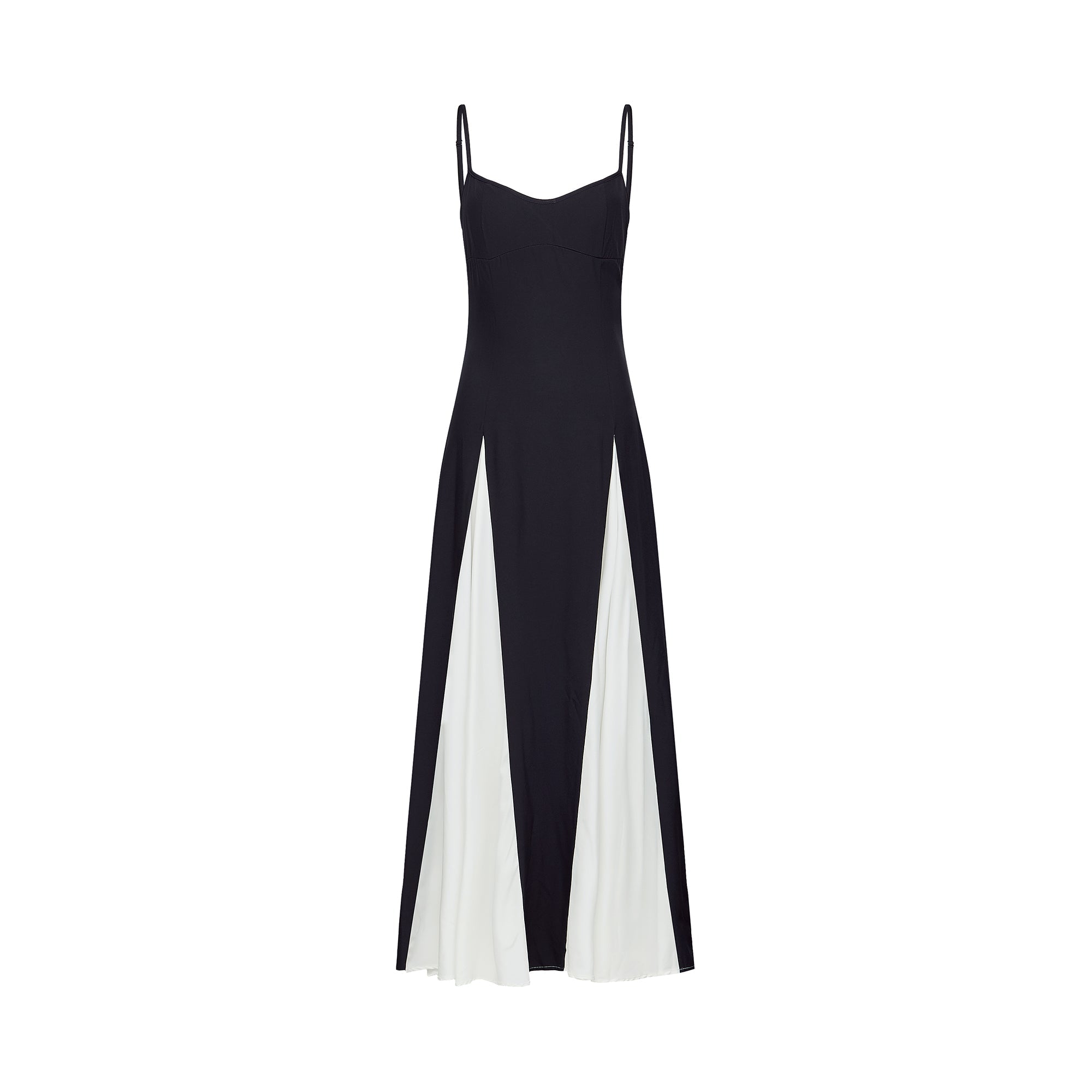 Sofie contrast-color pleated maxi dress - Threadford