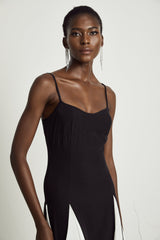 Sofie contrast-color pleated maxi dress - Threadford