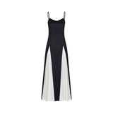 Sofie contrast-color pleated maxi dress - Threadford