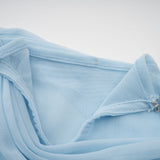 Catherine asymmetrical pleated maxi dress in Baby-blue - Threadford