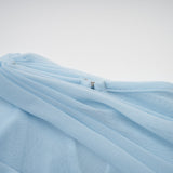 Catherine asymmetrical pleated maxi dress in Baby-blue - Threadford