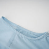 Catherine asymmetrical pleated maxi dress in Baby-blue - Threadford