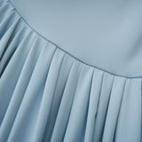 Catherine asymmetrical pleated maxi dress in Baby-blue - Threadford