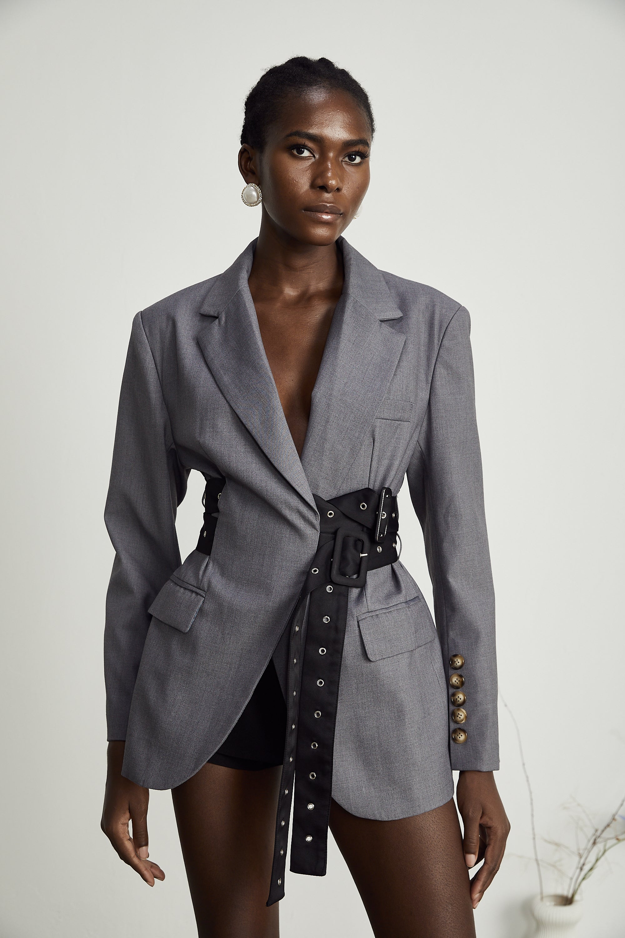 Thérèse Belted Waist Blazer - Threadford