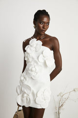 Liane White Floral Off-Shoulder Mini Dress - Threadford