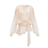 Eugénie Neutral Fully Pleated Ruffled Mini Dress - Threadford