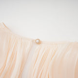 Eugénie Neutral Fully Pleated Ruffled Mini Dress - Threadford