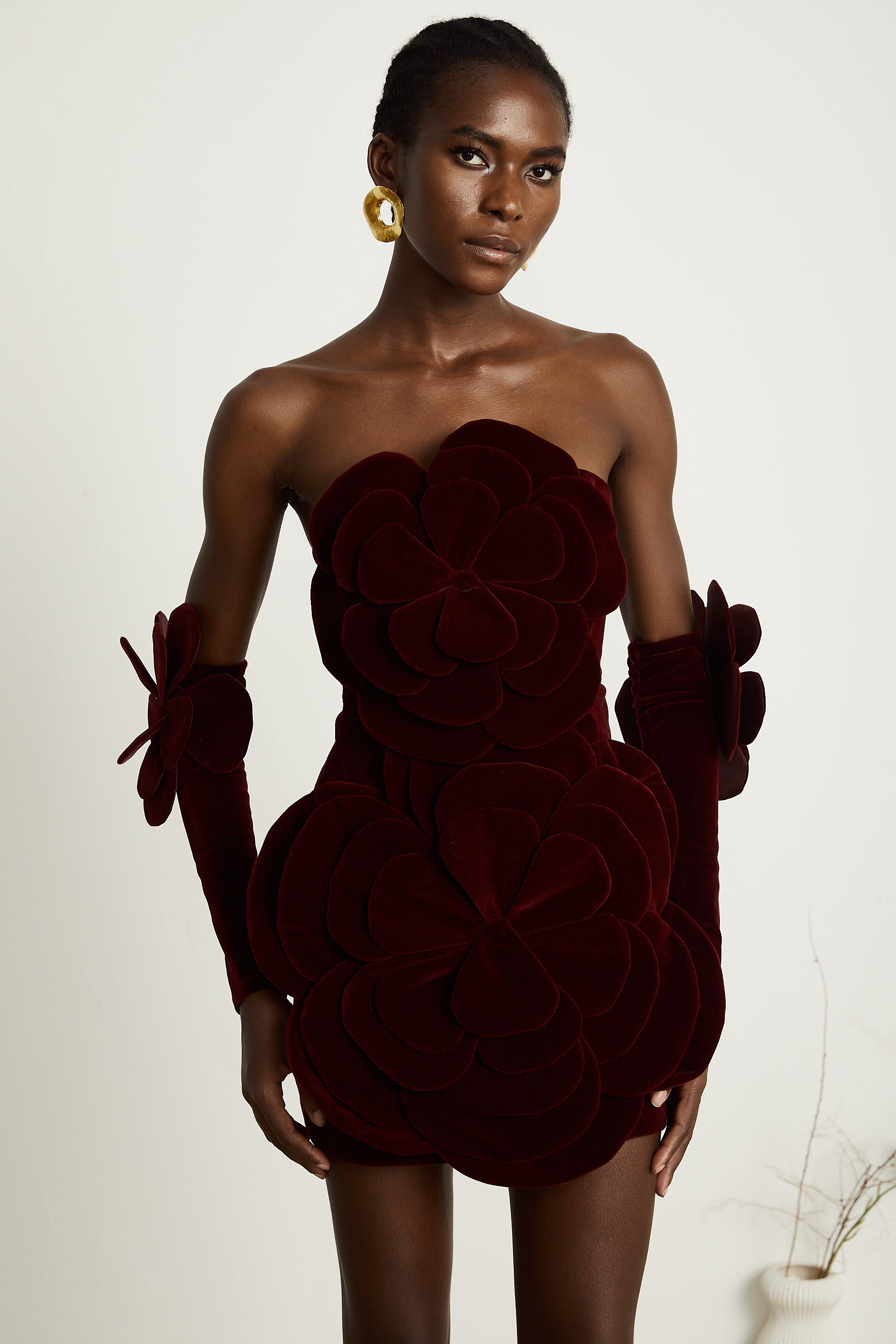 Azura Red Floral Appliqué Mini Dress - Threadford