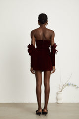 Azura Red Floral Appliqué Mini Dress - Threadford