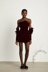 Azura Red Floral Appliqué Mini Dress - Threadford