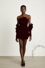 Azura Red Floral Appliqué Mini Dress - Threadford