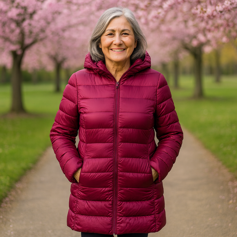 Helsa Long Padded Jacket | Dark Red - Threadford