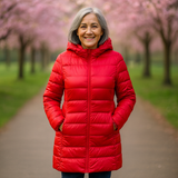 Helsa Long Padded Jacket | Red - Threadford